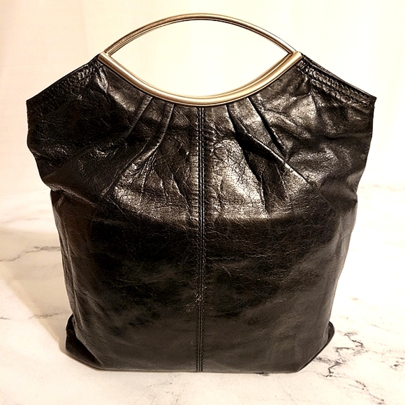 HOBO Int'l Black with Silver Handles Leather Handbag/Tote/Clutch - Picture 9 of 11